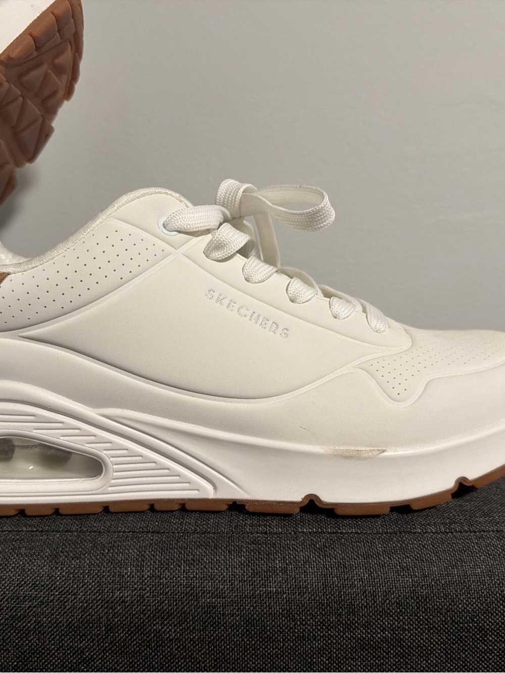 Skechers Men's White Sneaker with Gum Rubber Outsole